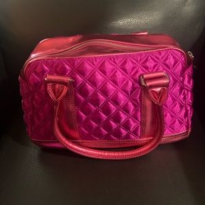 Marc Jacobs pink and purple bruna quotes metallic bag.